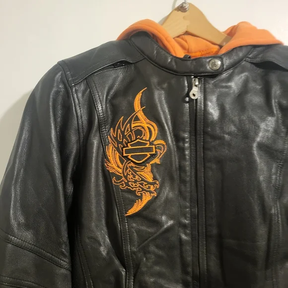 Harley Davidson Jacket and Chaps Set Orange Embroidery Large - Picture 11 of 16